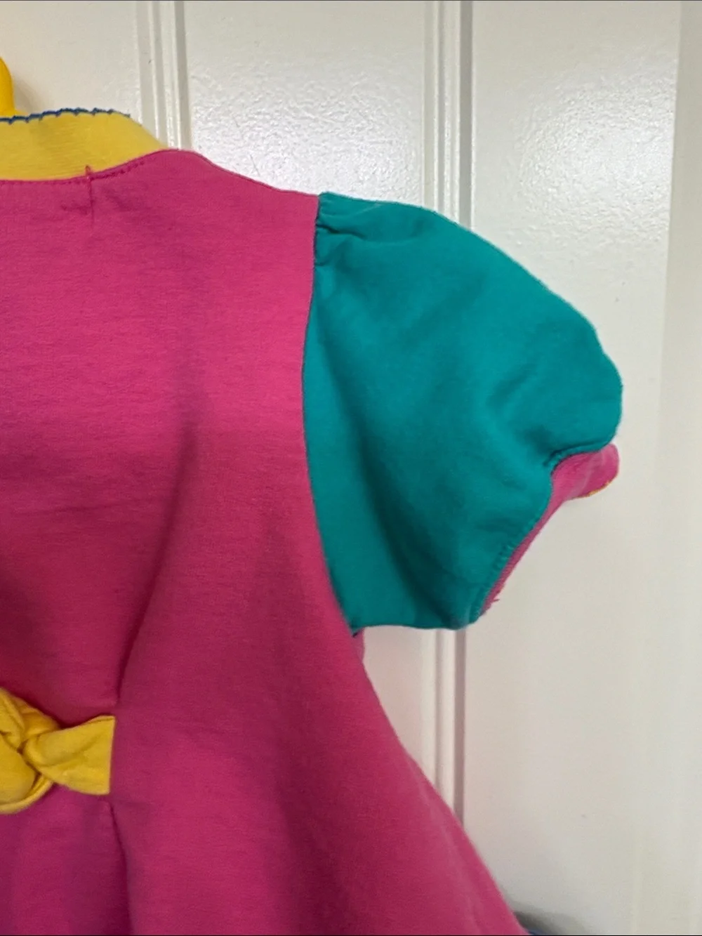 Vintage Gymboree Bright Colorblock Ruffle Dress - Pink, Teal, Blue & Yellow